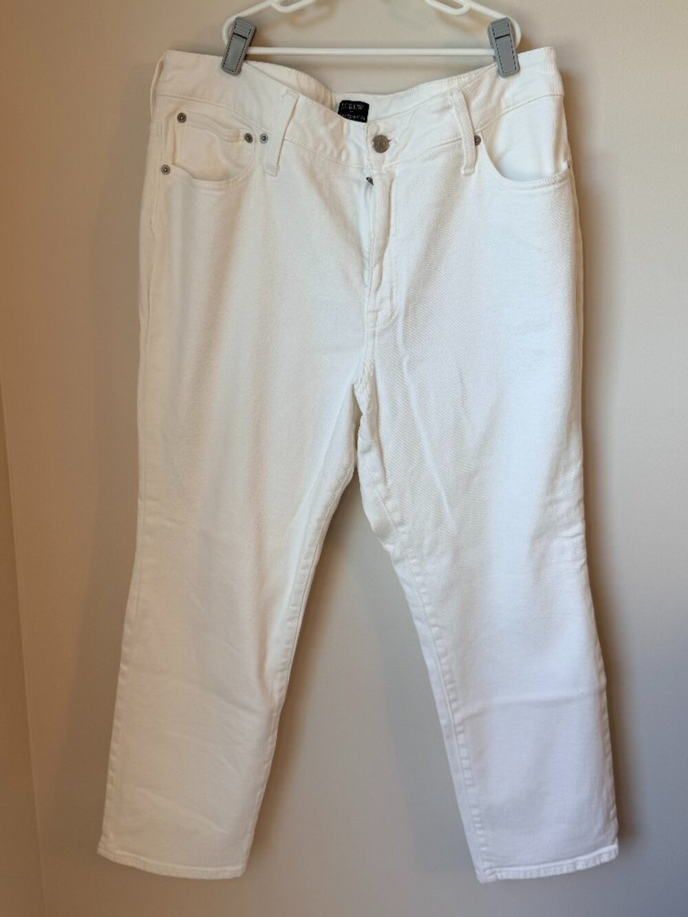 J.Crew Curvy Essential Straight Jeans White Size 34 Classic Denim